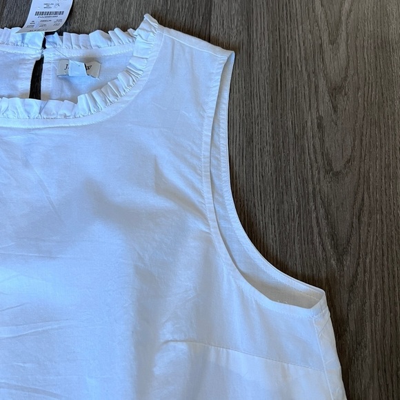 J. Crew Factory CottonHigh Neck Swing Top With Embroidery In White Size Medium - Picture 4 of 13
